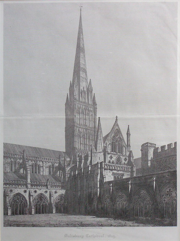 Print - Salisbury Cathedral, 1819 - Coney